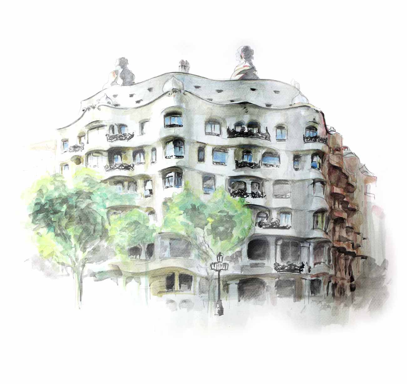 Acuarela La Pedrera