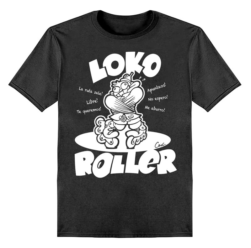 samarreta Loko Roller blanc sobre negre